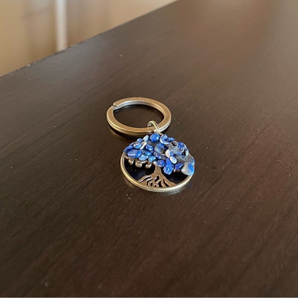 Tree of Life Natural Blue Stone (Sodalite) Keychain - Picture 7 of 16